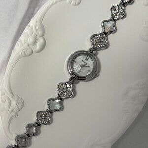 SKU:0412 Silver mini Watch zircon stones white pearls + in a gift box